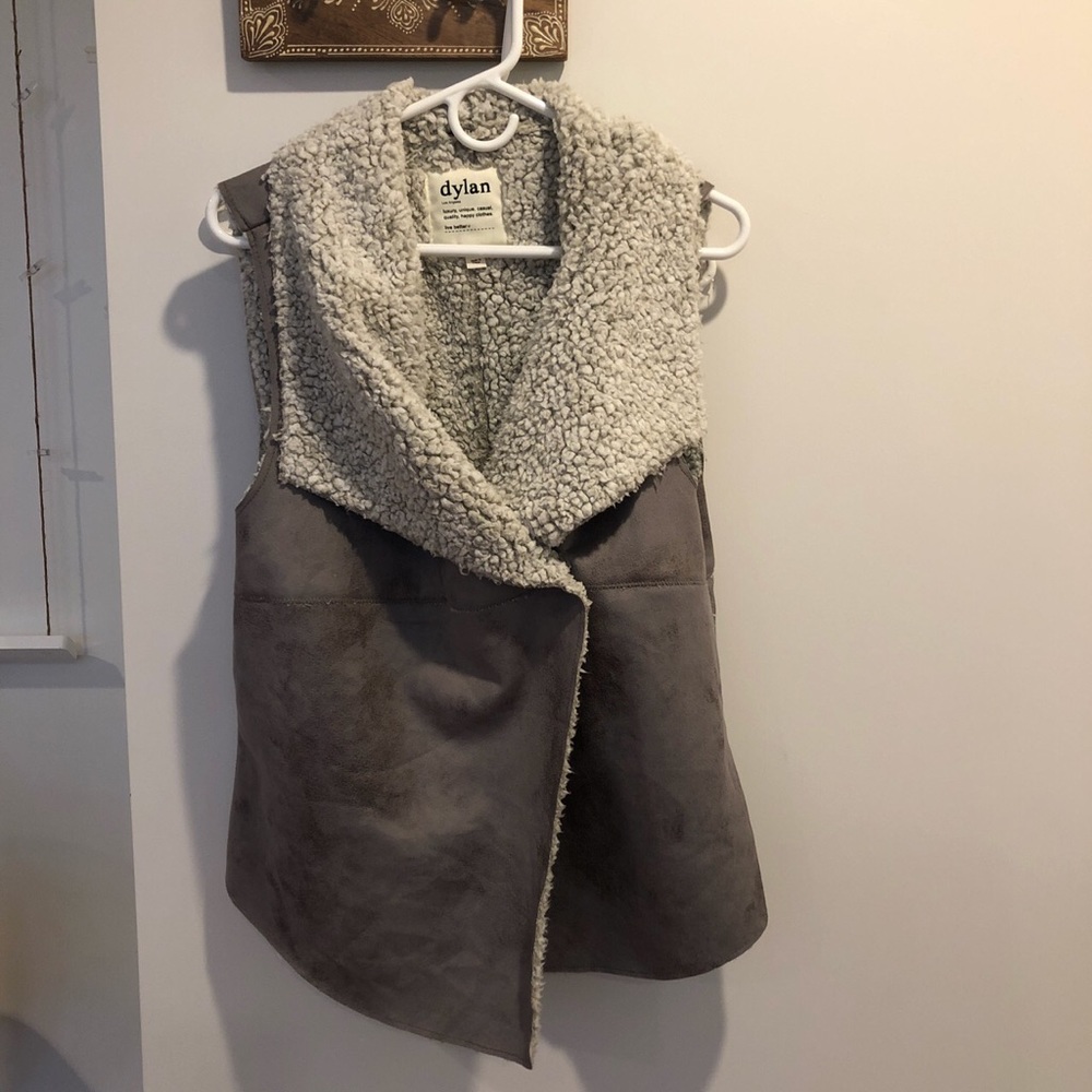 Suede and Sherpa lined vest